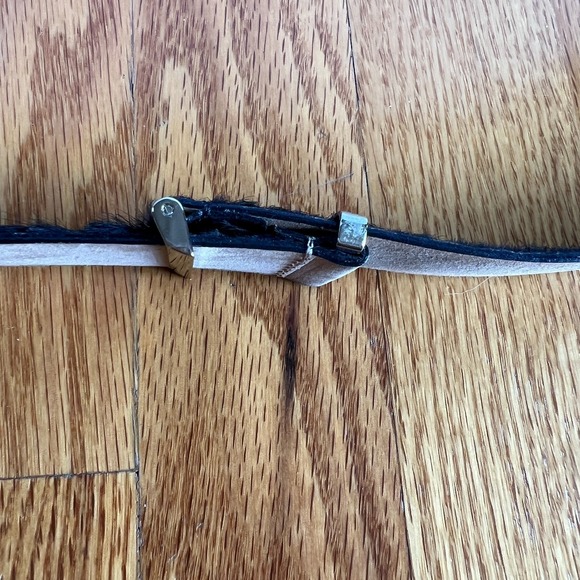 WCM‎ New York Black Leather Calf Hair Abstract Design Belt 34\